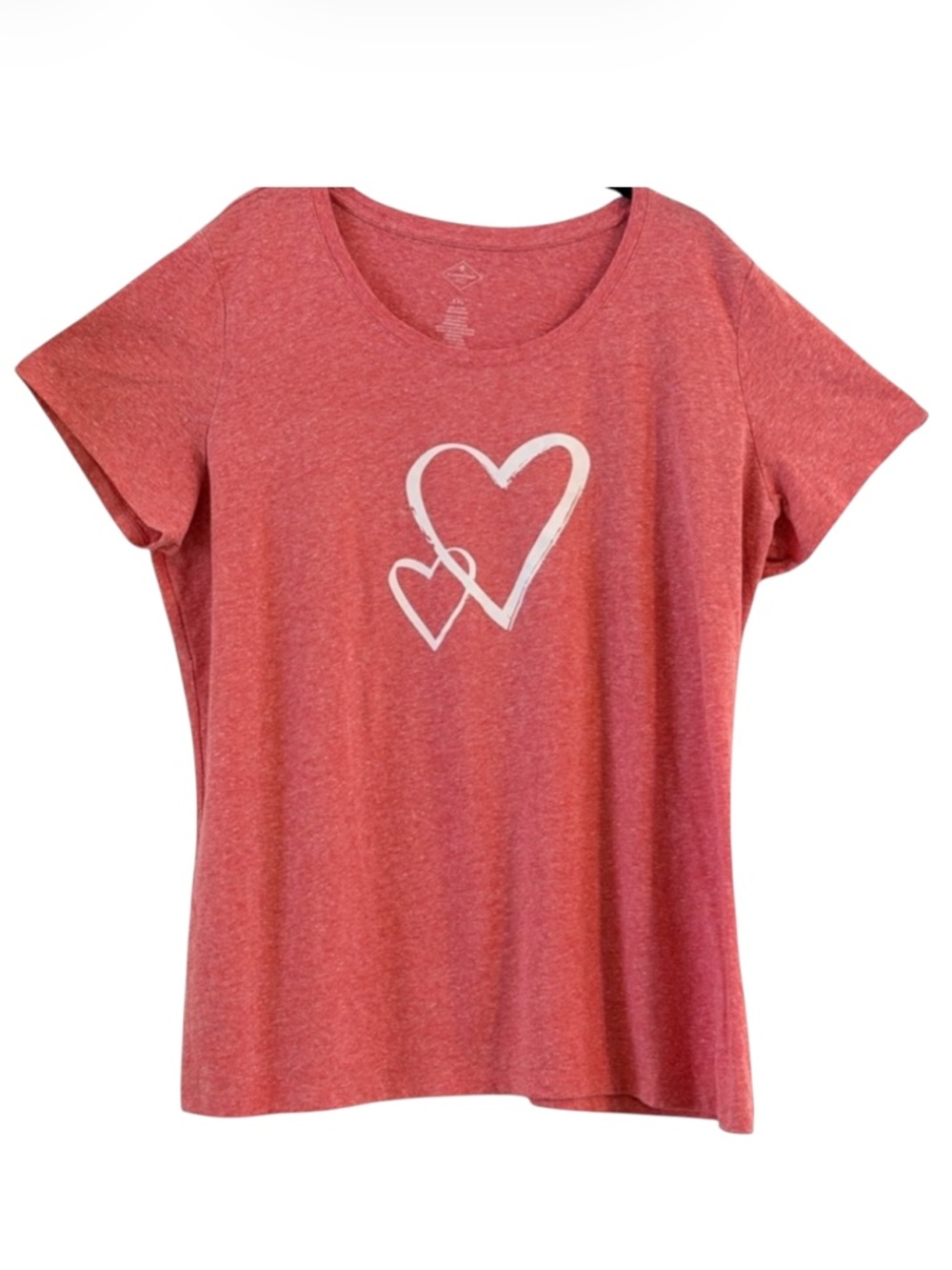 St. John’s Bay Heather Red Double Heart Graphic Tee Size XXL